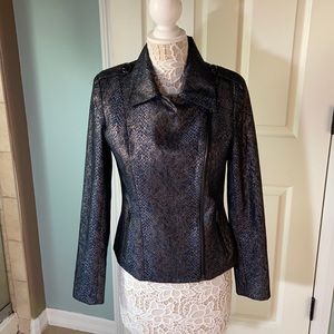 Jocelyn metallic snake print moto jacket